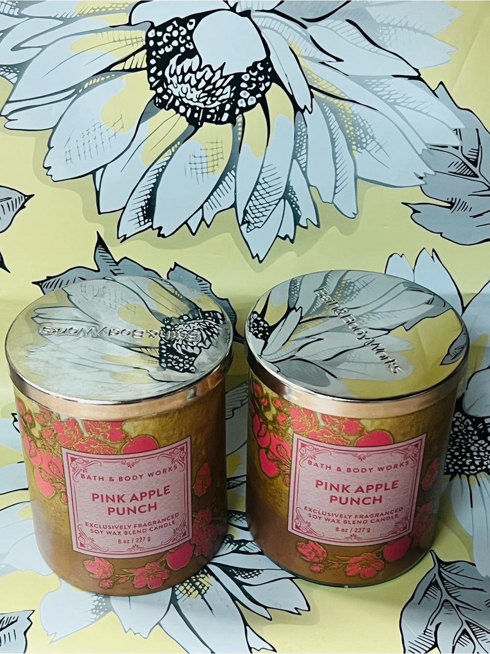 2 Bath & Body Works Pink Apple Punch 8oz Single Wick Candles